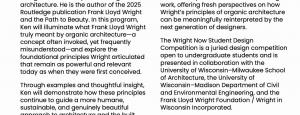 The Relevance of Frank Lloyd Wright’s Organic Architecture to Contemporary Culture